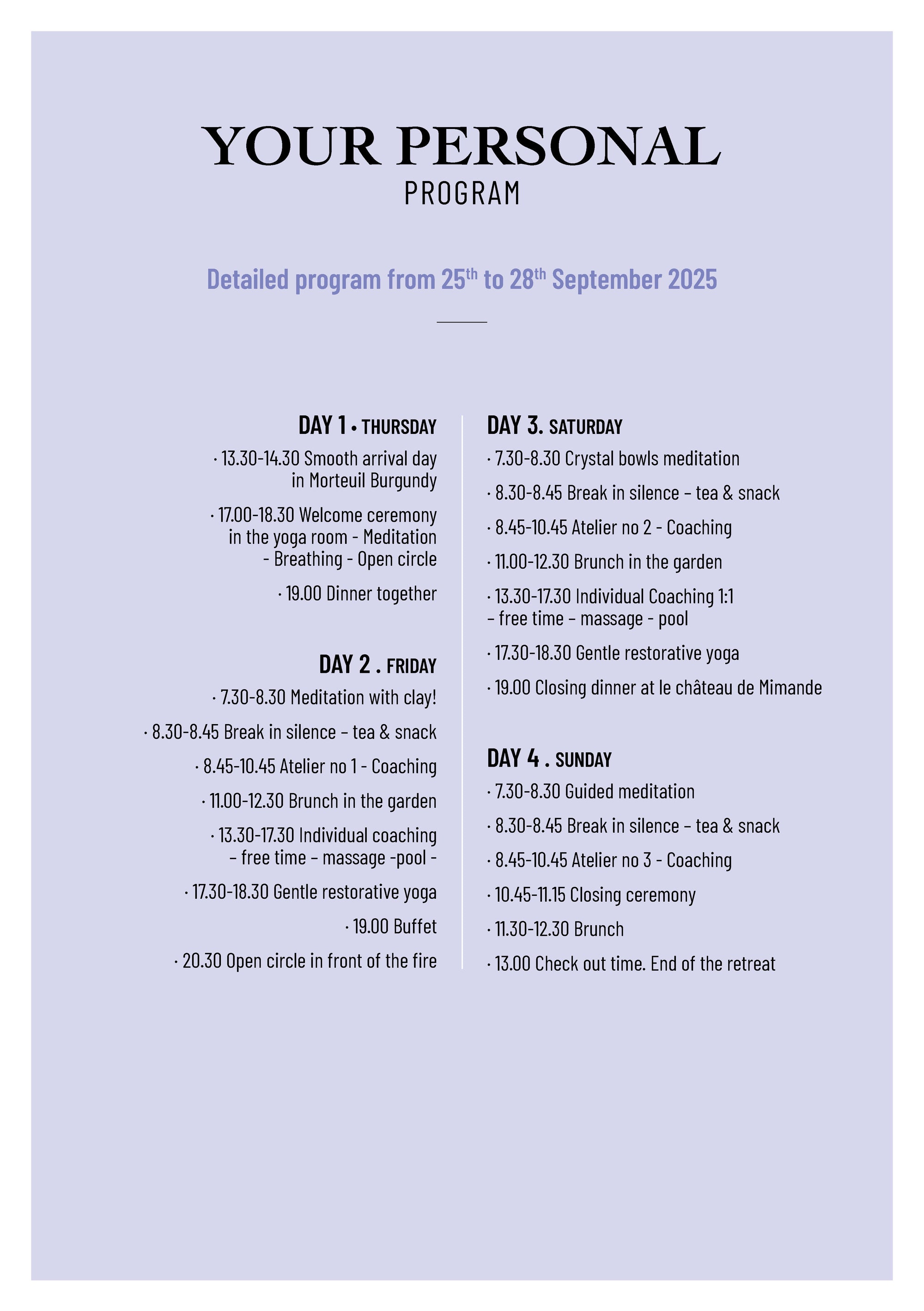 COACHING & YOGA RETREAT | 25th to 28th September 2025